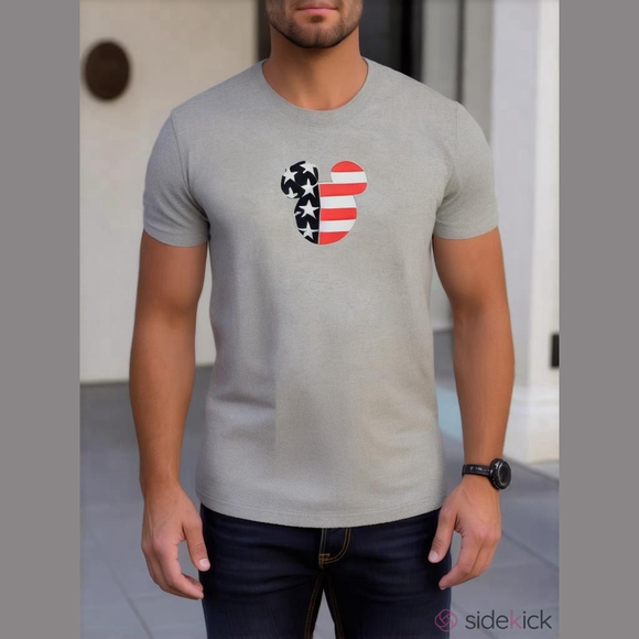 Vintage Walt Disney World Stars & Stripes Mickey Tee L - Picture 1 of 7